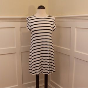 Navy and Cream Stripe Tunic Swing Dress
